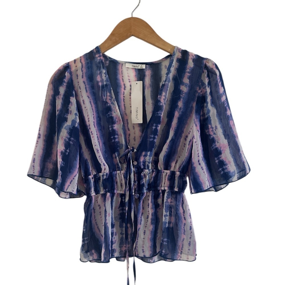 Timing Multicolor V-Neck Top NEW sz Small
